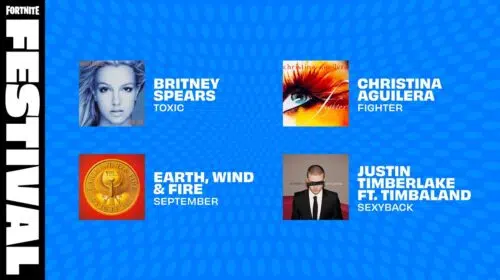 É o pop! Fortnite Festival recebe músicas de Britney, Justin e mais