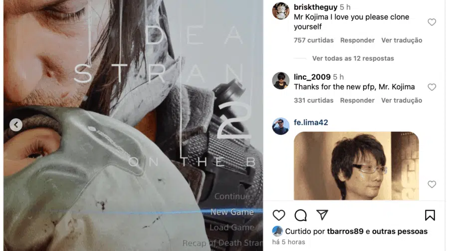 Kojima revela menu de Death Stranding 2 em post no Instagram