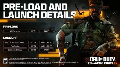 Pre-load de Call of Duty: Black Ops 6 começa no dia 21