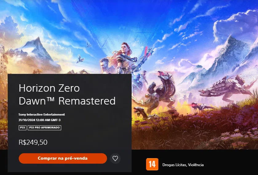 Horizon Zero Dawn Remastered preço