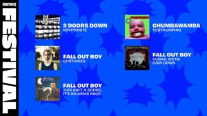 Fortnite Festival recebe três músicas de Fall Out Boy em atualização semanal