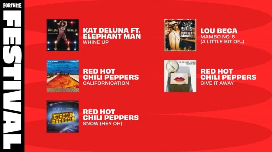 Direto da Califórnia! Músicas do Red Hot Chili Peppers chegarão ao Fortnite Festival