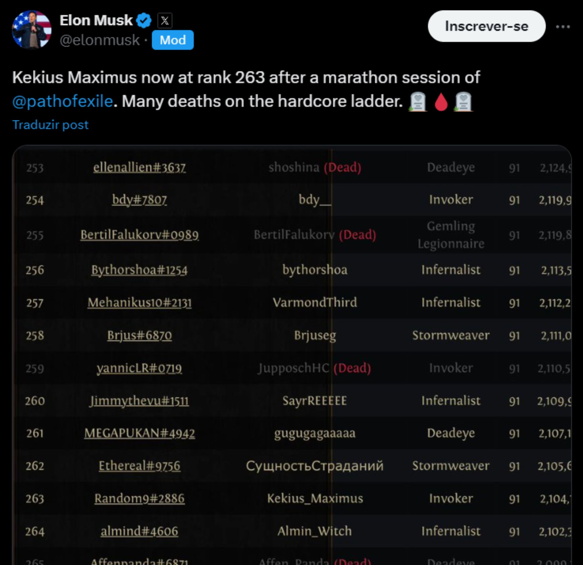 Elon Musk aparece entre os melhores jogadores do mundo de Path of Exile 2 1 path of exile 2
