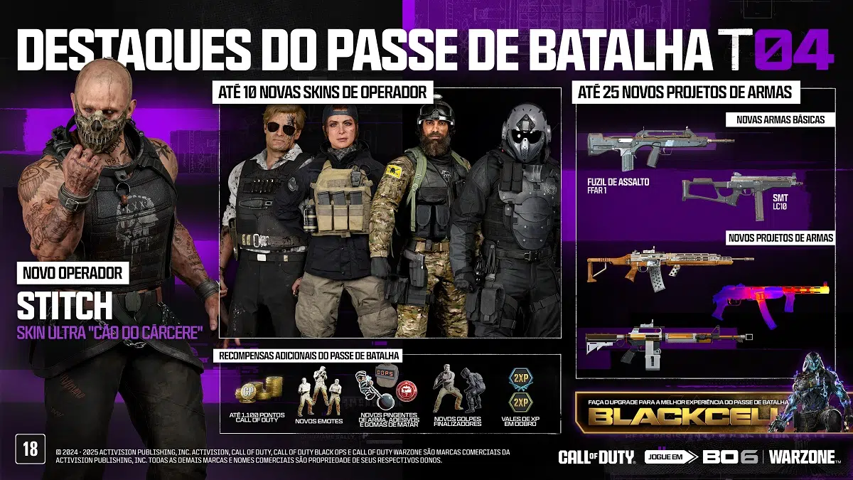 Confira os destaques do Passe de Batalha da Temporada 4 de CoD: Black Ops 6 e Warzone 1 1