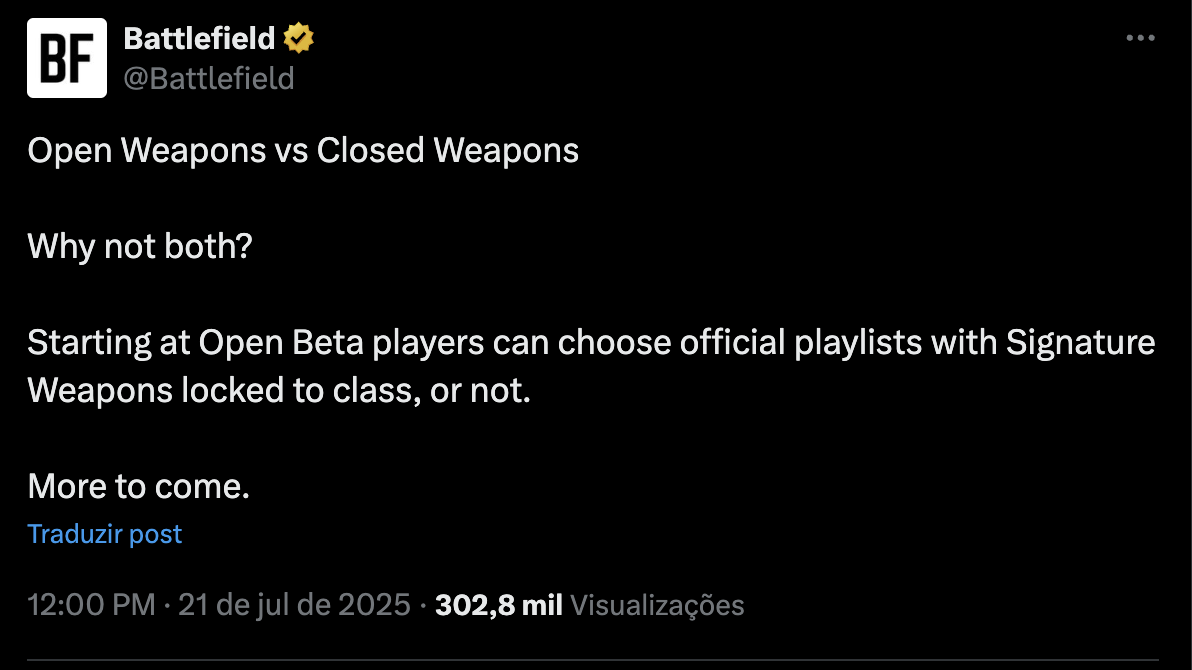 Battlefield Tweet