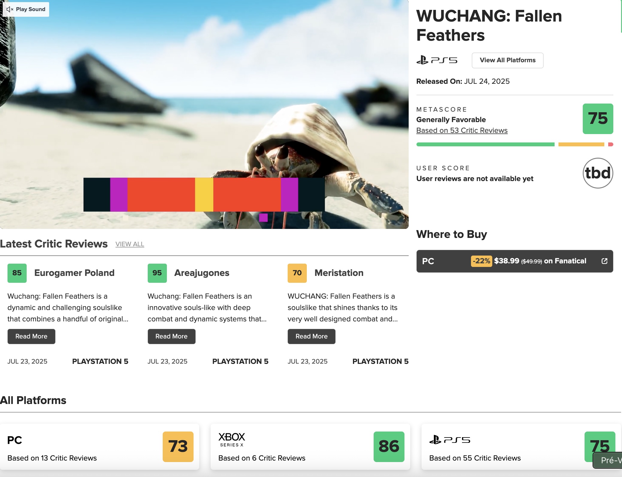 Deu bom? Veja as notas as notas que Wuchang: Fallen Feathers vem recebendo 1 Notas de Wuchang: Fallen Feathers