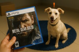 Cachorra destrói cópia de Metal Gear de gamer, mas o final da história é feliz