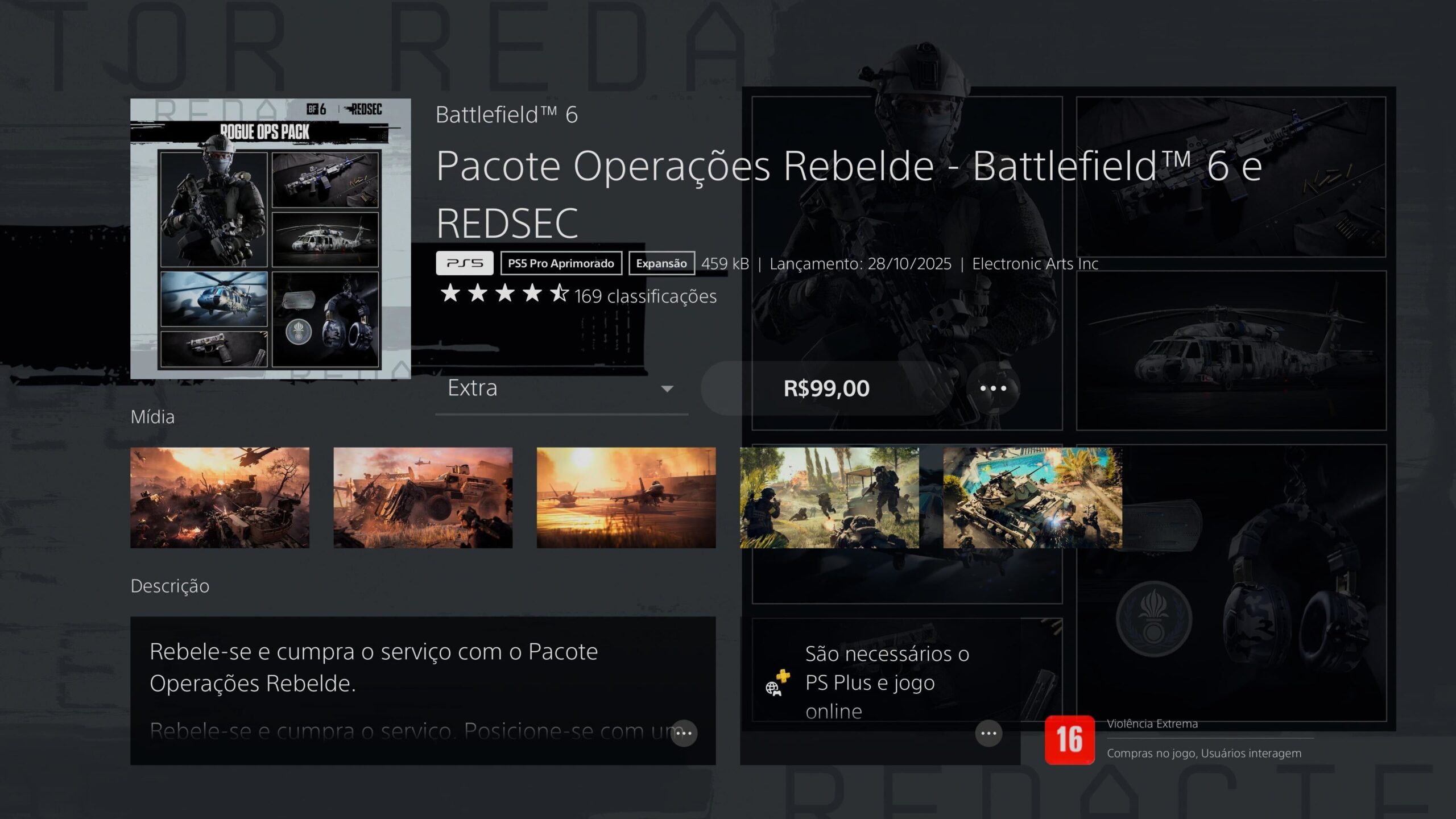 Battlefield REDSEC tem pacote de R$ 99 gratuito para assinantes PS Plus 1 Battlefield REDSEC Pacote Operações Rebelde