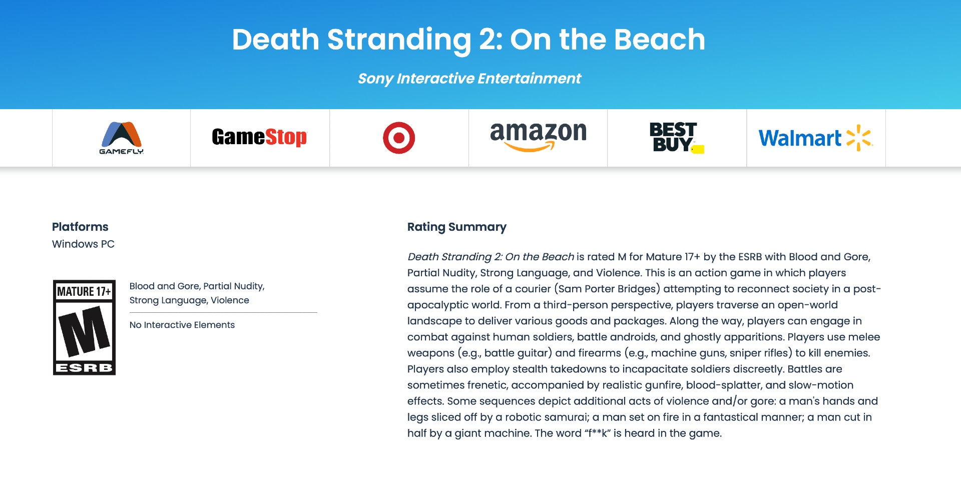 Classificação Death Stranding 2