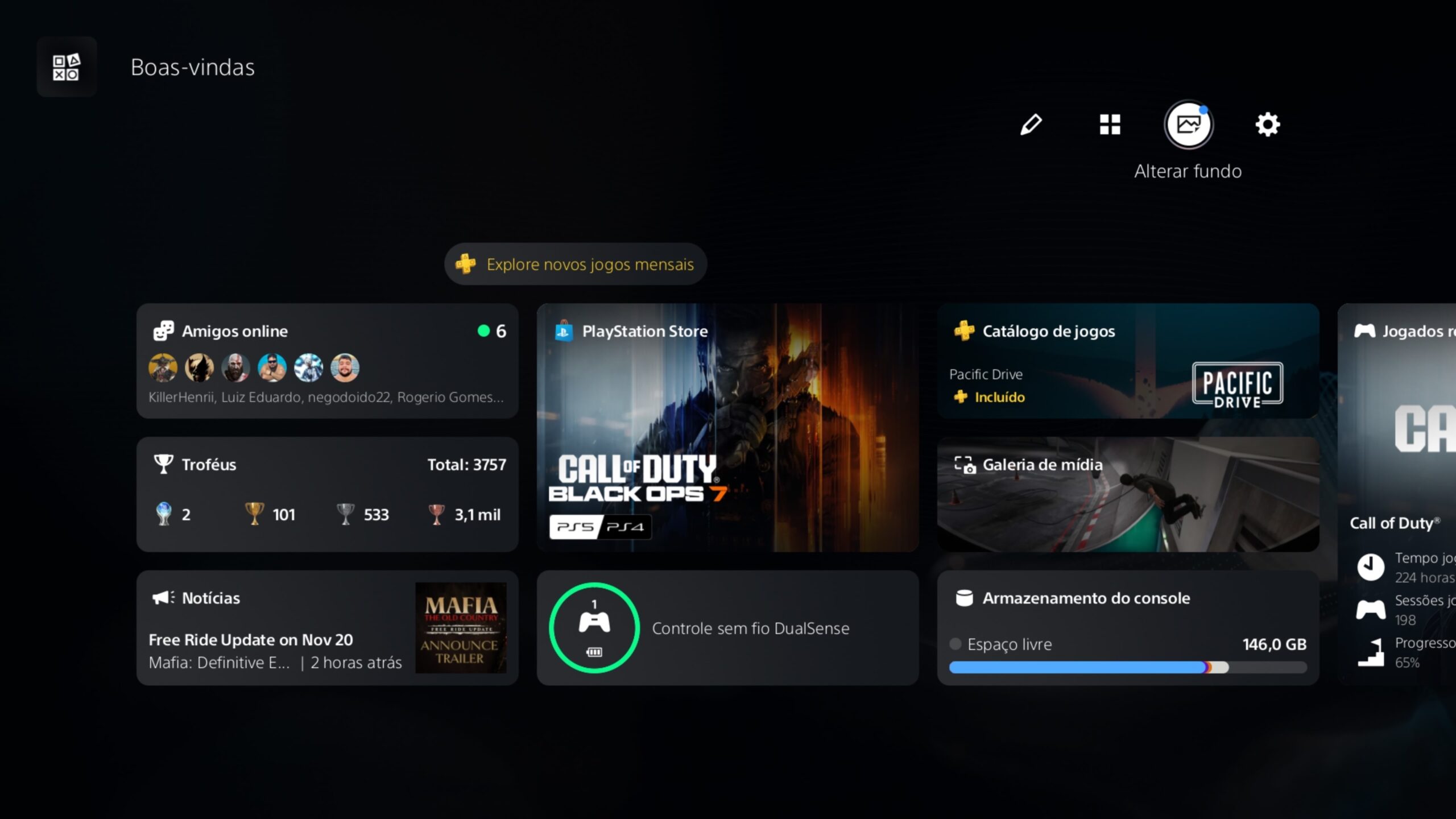Menu de Boas-Vindas do PS5 recebe novos fundos animados e estatísticas de jogos 1 1