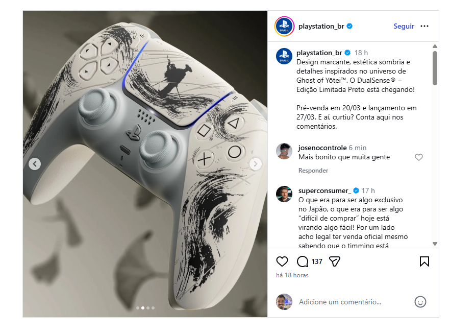 Sony confirma lançamento no Brasil do DualSense "preto" de Ghost of Yotei 1 1