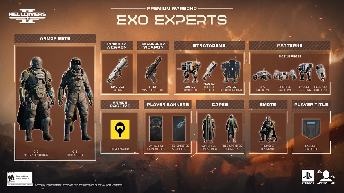 Helldivers 2 anuncia Bônus de Guerra The Exo Experts com novos Exosuits e armas 1 Helldivers 2