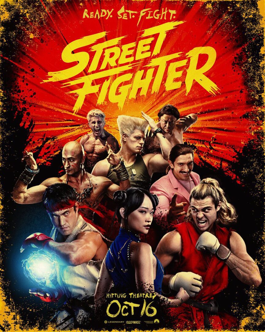 Pôster do filme Street Fighter com Chun-Li, Ryu e Ken