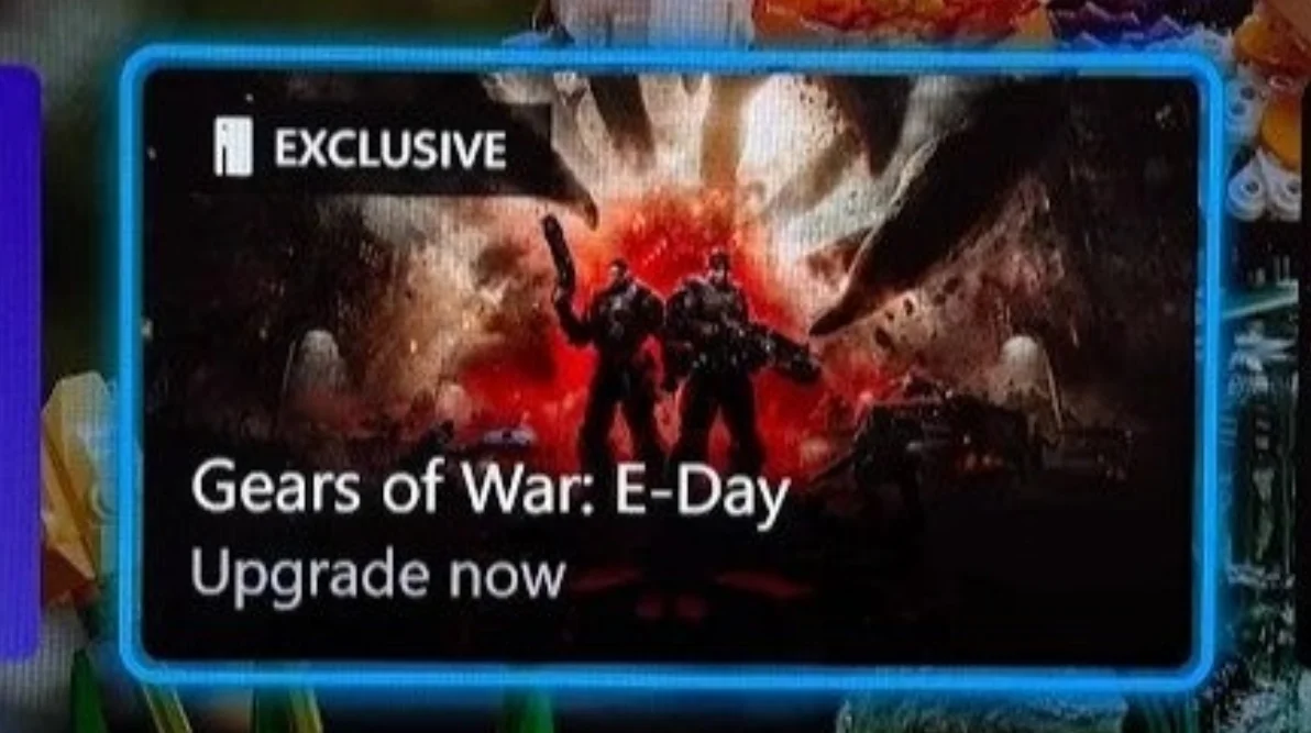 Microsoft adiciona selo para destacar exclusivos do Xbox 1 Selo de exclusivo do Xbox em Gears of War: E-Day