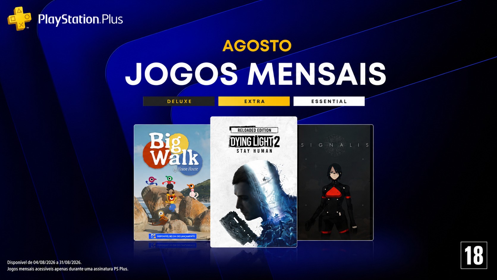 Jogos do PS Plus agosto 2026 com Dying Light 2, Big Walk e Signalis
