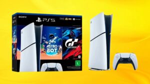 PS5 Digital + Astro Bot e Gran Turismo 7 com desconto na KaBuM!