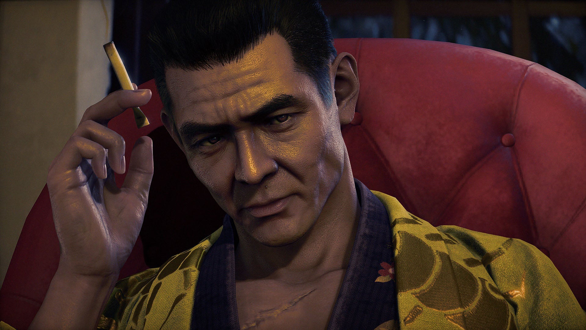 Genzo Iwaki com um cigarro na mão em Stranger Than Heaven