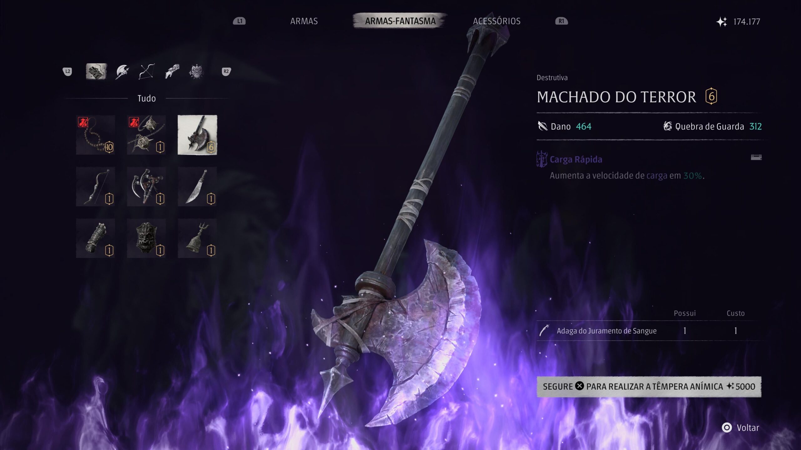Um machado como equipamento do jogo Phantom Blade Zero