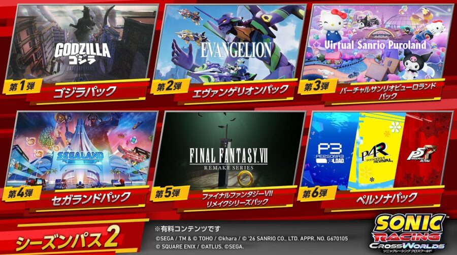 Sonic Racing: CrossWorlds terá Persona e Final Fantasy VII Remake no Ano 2